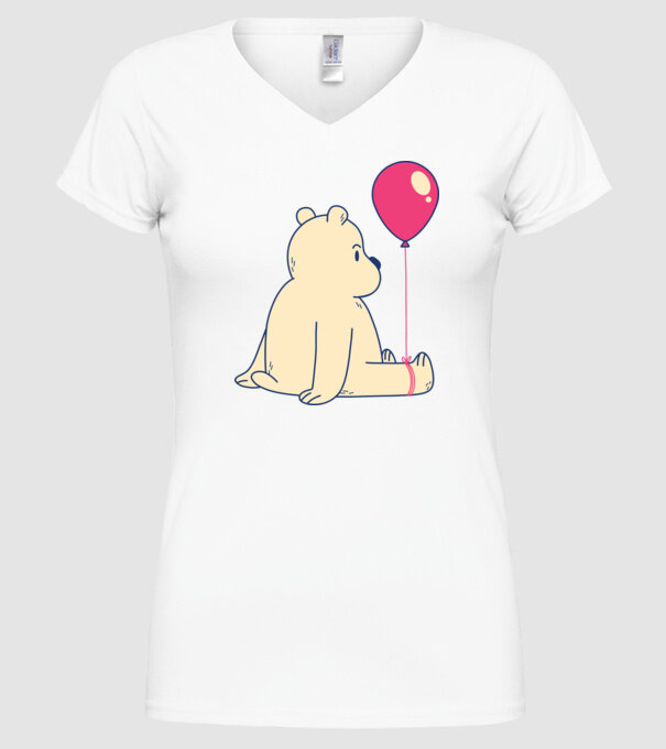 Teddy Drăguț cu Balon model alb pe tricou