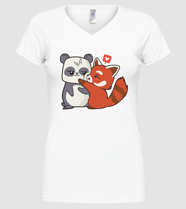 Panda drăguț Dragoste model alb pe tricou