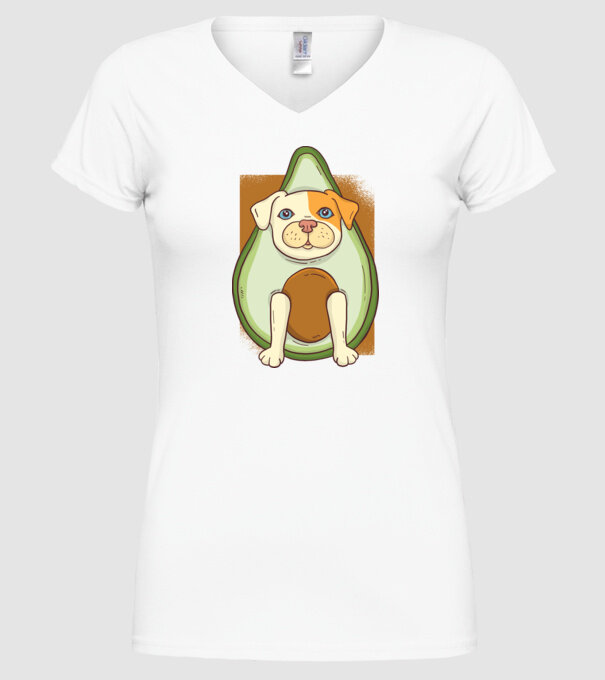 Pitbull Drăguț Avocado model alb pe tricou