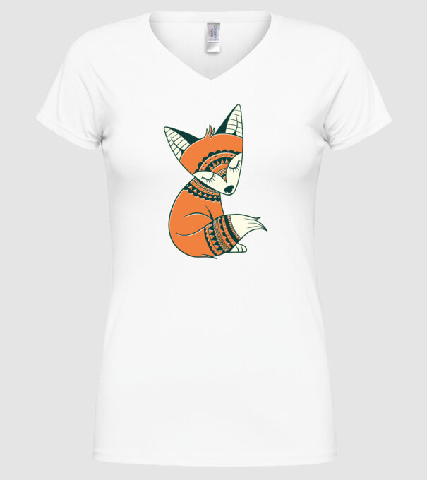 Vulpe drăguță model alb pe tricou