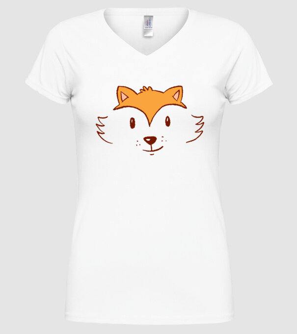 Cap de vulpe drăguț model alb pe tricou