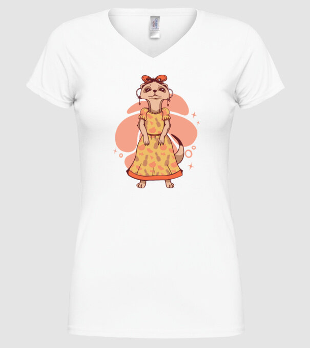 Suricată drăguță model alb pe tricou