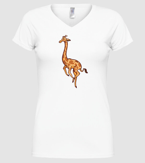 Girafă drăguță model alb pe tricou