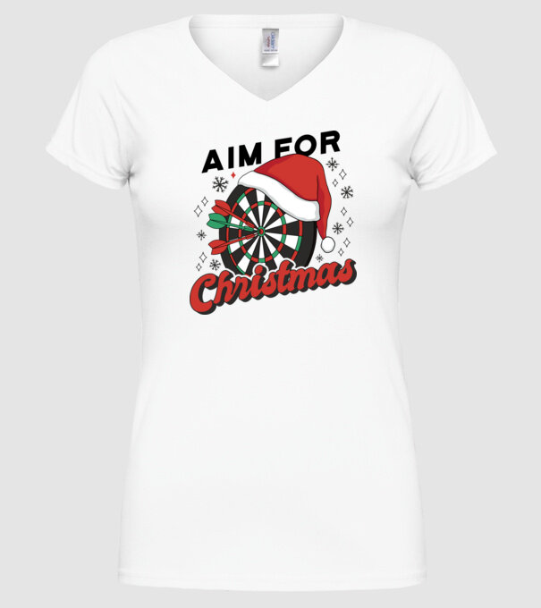 Darts Crăciun model alb pe tricou