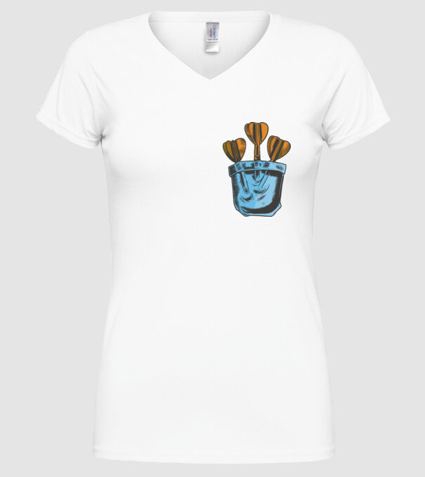 Darts buzunar model alb pe tricou