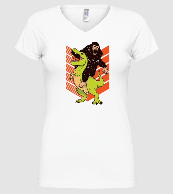 Dinozaur Yeti model alb pe tricou