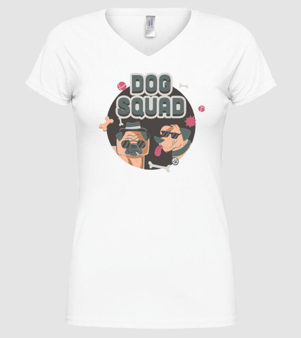 Dog squad model alb pe tricou