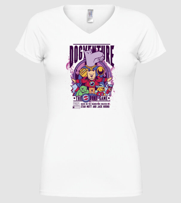 Dogventure The Bone Game model alb pe tricou