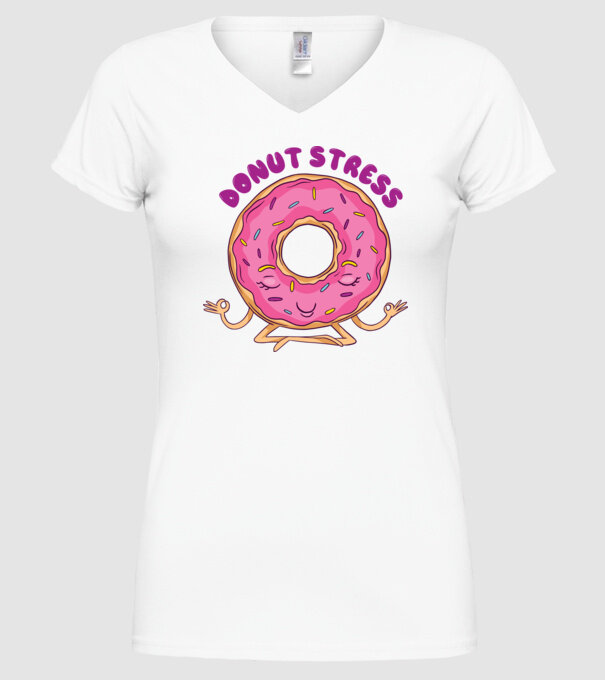 Donut Stress Gogoașă model alb pe tricou
