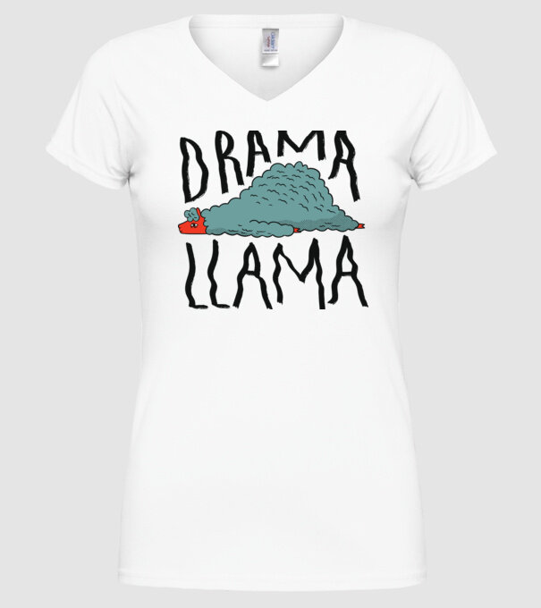 Dramă Lama model alb pe tricou