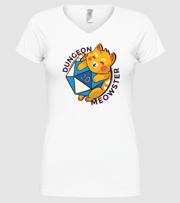 Dungeon Meowster joc de rol RPG tricou cu pisică model alb pe tricou