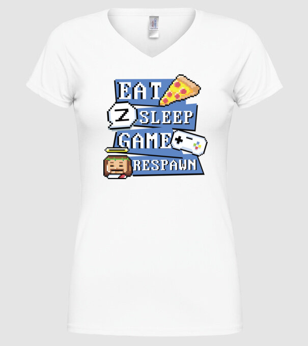 Eat, Sleep, Game respawn model alb pe tricou