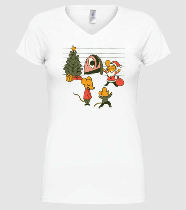 Crăciun Șoarece model alb pe tricou