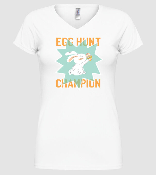 Egg Hunt Champion Campion la vânătoare de ouă model alb pe tricou