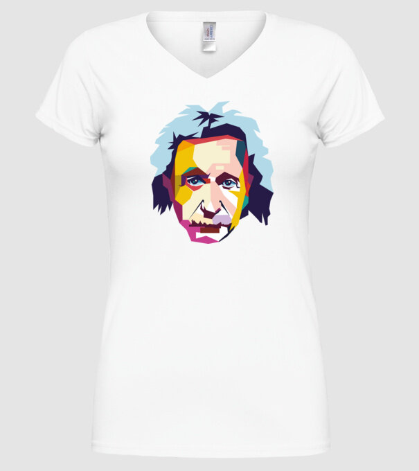 Einstein abstract model alb pe tricou