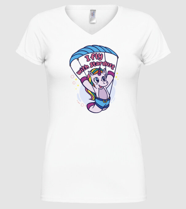 Unicorn parașutist model alb pe tricou