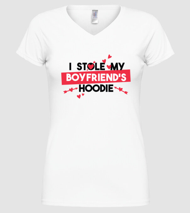 'Am furat puloverul prietenului meu pulover amuzant pentru Valentine''s Day' model alb pe tricou