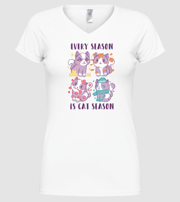 Every Season is Cat Season model alb pe tricou