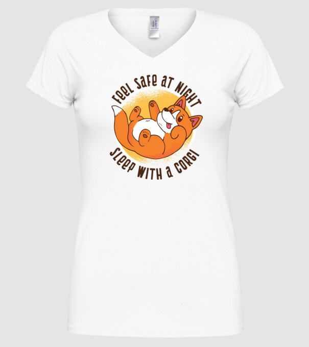 Feel safe at night, Sleep with a Corgi model alb pe tricou