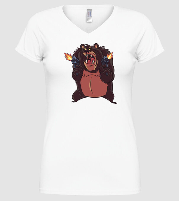 Urs înarmat model alb pe tricou