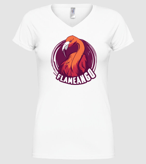 Flamingo model alb pe tricou
