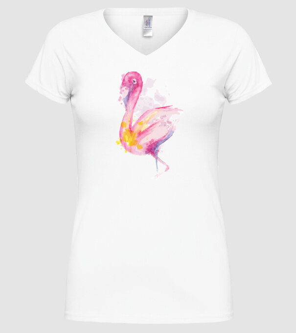 Flamingo Pictură model alb pe tricou