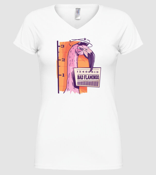 Flamingo arestat amuzant model alb pe tricou