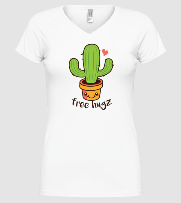 Free Hugz tricou amuzant Cactus model alb pe tricou