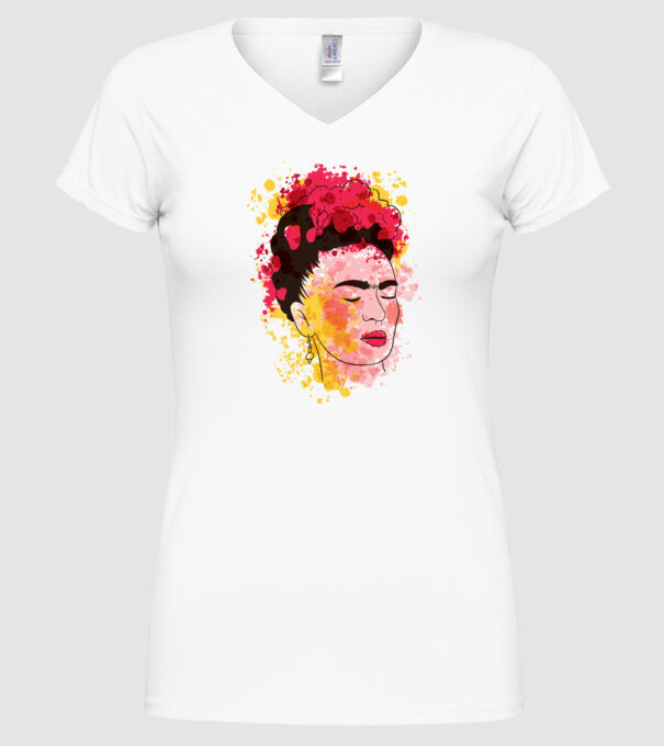 Frida Kahlo model alb pe tricou
