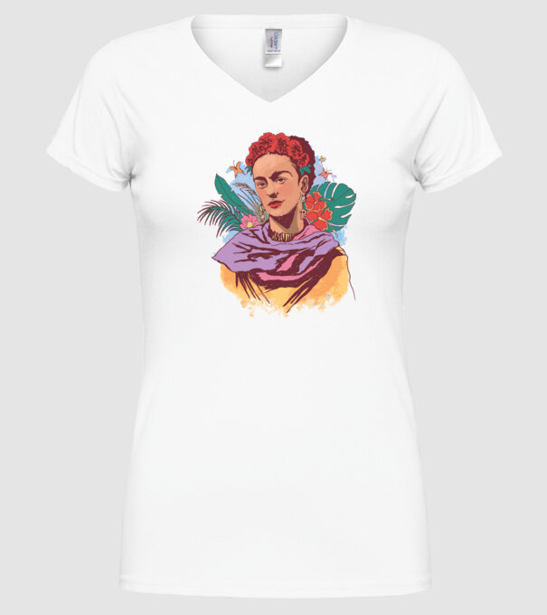 Portret Frida Kahlo model alb pe tricou
