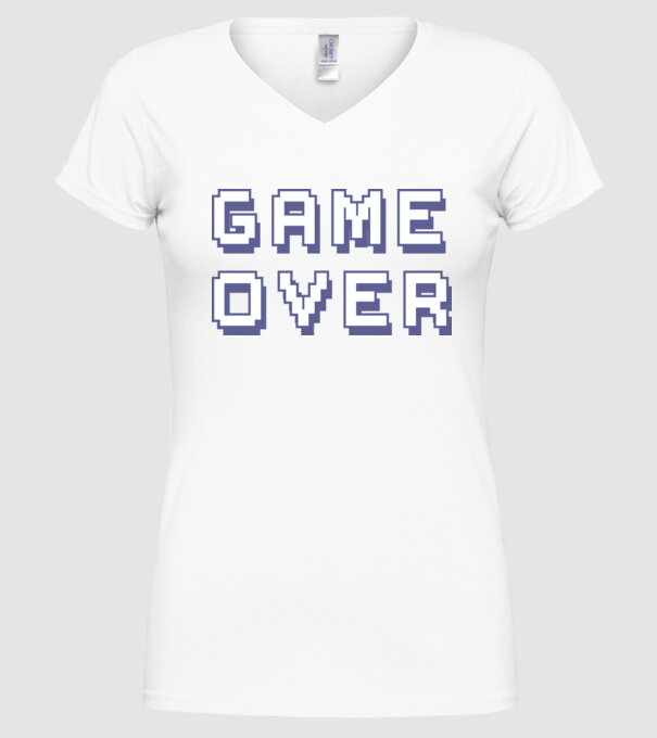 Game Over model alb pe tricou