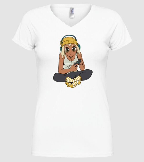 Fată Gamer model alb pe tricou