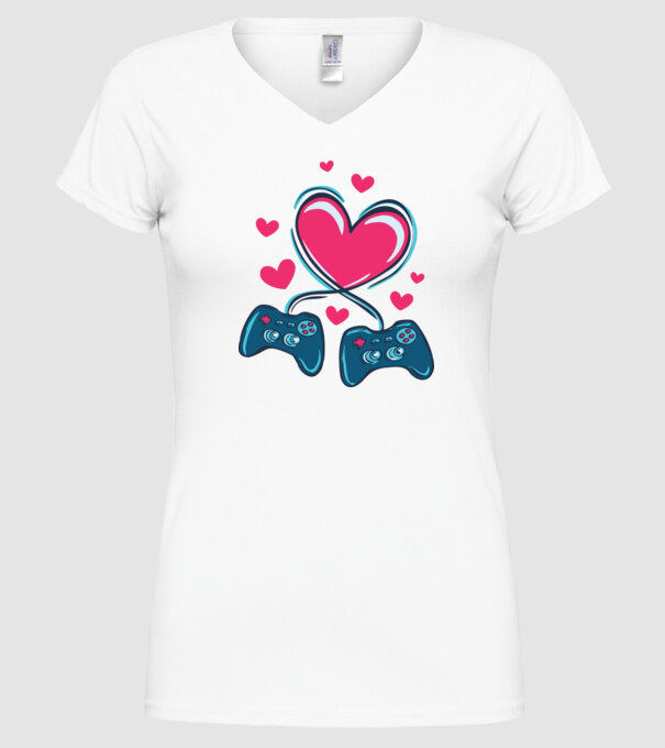 Dragoste Gamer model alb pe tricou