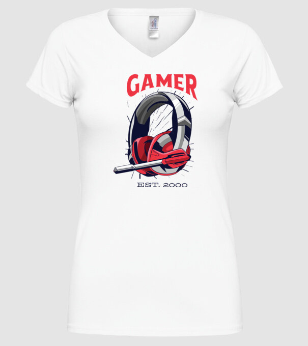 Gamer est. 2000 model alb pe tricou