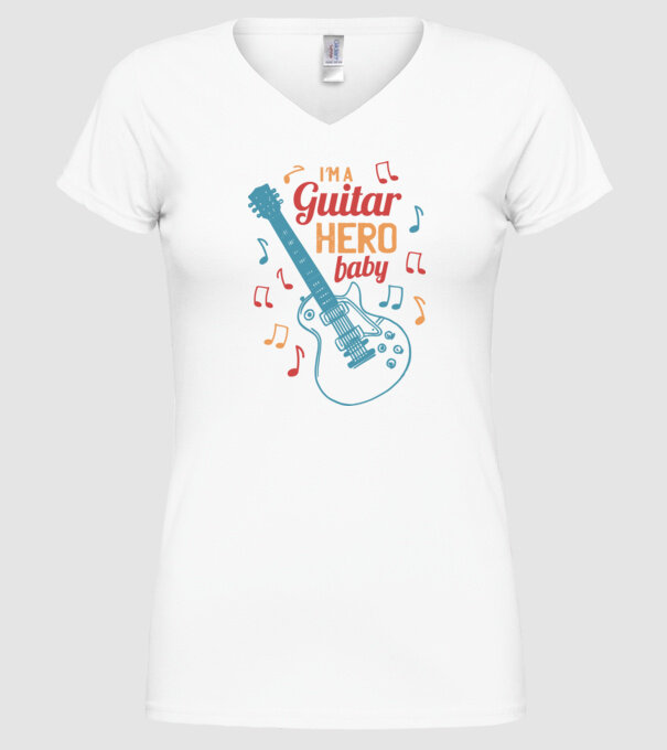 Erou chitarist model alb pe tricou