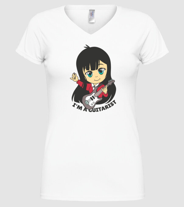 Sunt chitarist fată model alb pe tricou