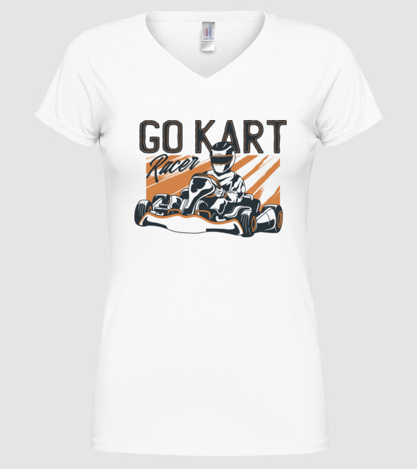 Concurent Go-kart model alb pe tricou