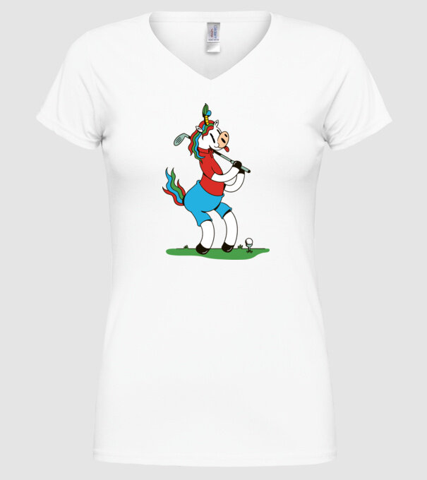 Unicorn jucător de golf model alb pe tricou
