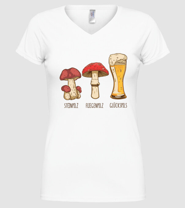 Soiuri de ciuperci model alb pe tricou