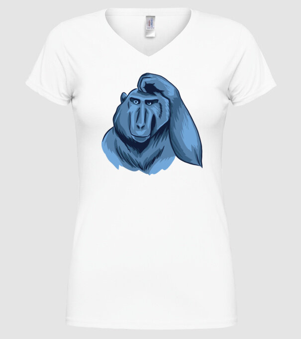 Maimuța gânditoare model alb pe tricou