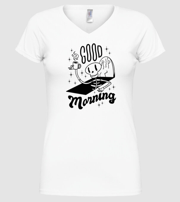 Good Morning Coffee model alb pe tricou