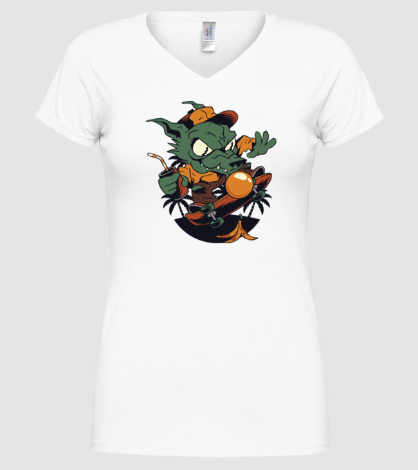 Vârcolac Skateboarder model alb pe tricou