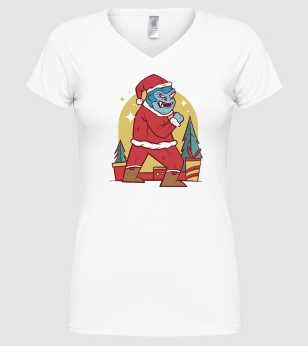 Gorila Santa model alb pe tricou