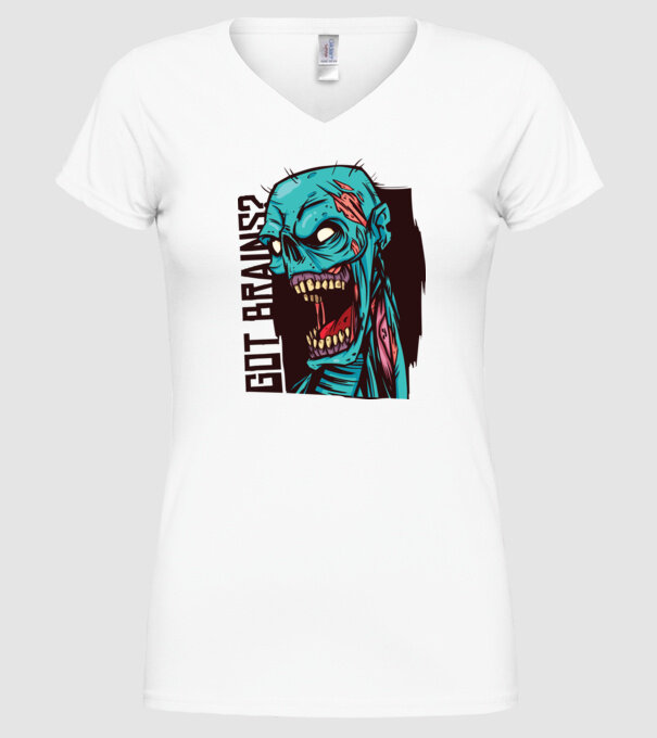 Got Brains? Cap Zombie model alb pe tricou