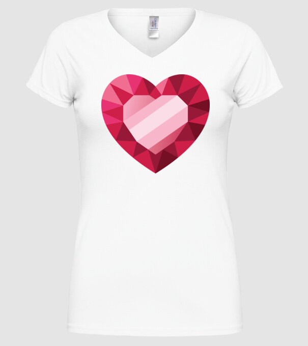 Inimă diamant model alb pe tricou