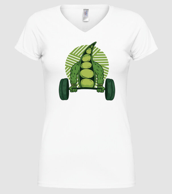Mazăre musculoasă model alb pe tricou