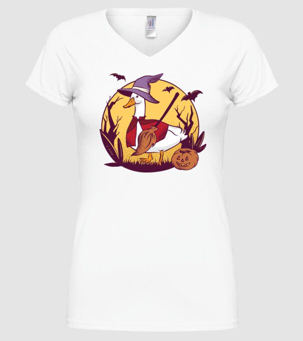 Gâscă Halloween model alb pe tricou