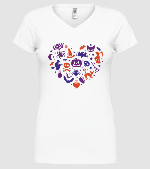 Inimă Halloween model alb pe tricou