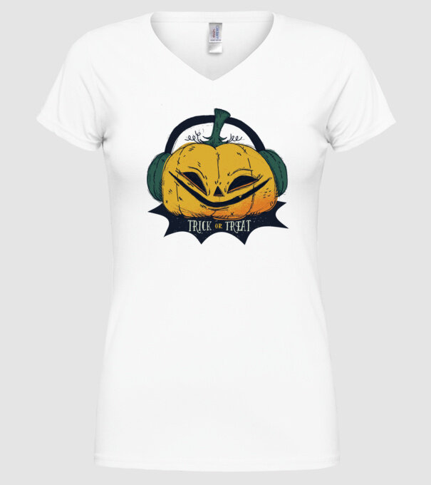 Dovleac Halloween model alb pe tricou
