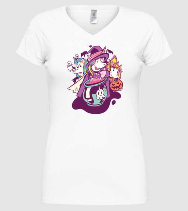 Unicorni Halloween model alb pe tricou